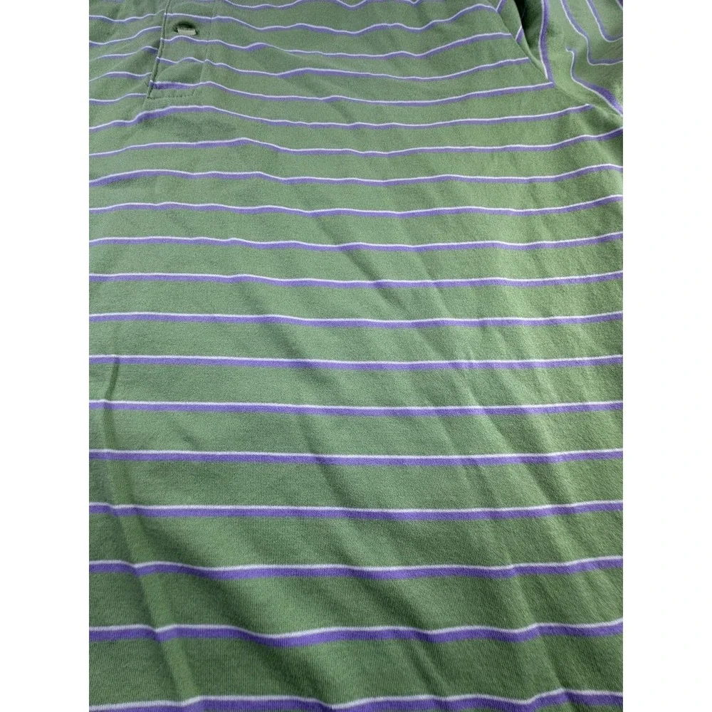 Polo Golf Ralph Lauren Polo Mens Large Green Striped Pima Cotton Logo Activewear